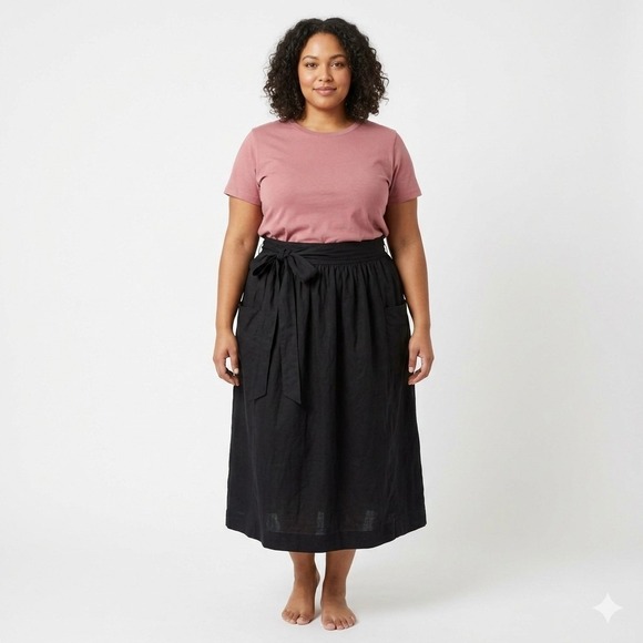 Old Navy Dresses & Skirts - Old Navy Smocked Midi Skirt Pockets Boho Cottagecore Black Size 16 NWT